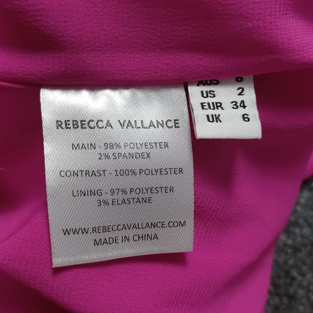 Rebecca Vallance Cupid's Bow Mixed Media Crepe & Taffeta Dress Barbiecore Size 2 - Picture 4 of 14